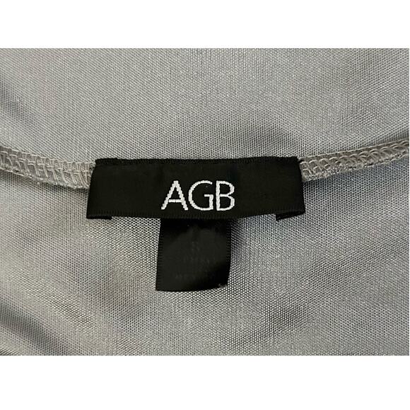 AGB Silver Satin Scoop Neck Blouse Womens Size S - Picture 3 of 10